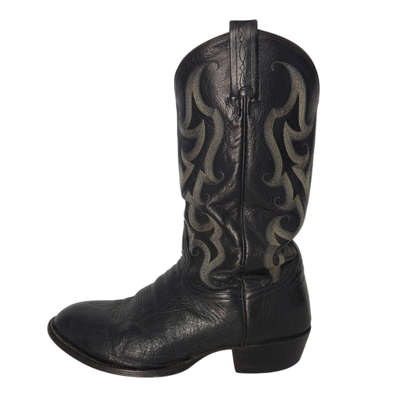 Tony Lama Vintage Black Smooth Ostrich Western Cowboy Boots- Men 10EE Extra Wide - Picture 1 of 10